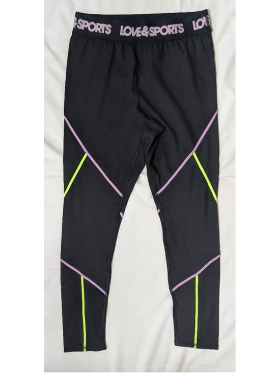 Love & Sports Pants - Love & Sports Black Cropped Leggings Mesh Panel Athletic Medium
